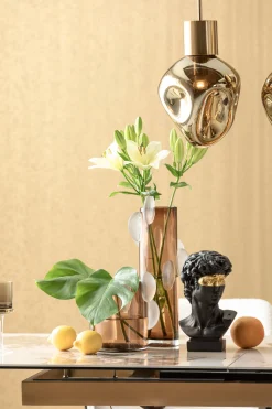 Stół rozkładany blat szkło i kamionka nogi stal nierdzewna 200-260x100 cm