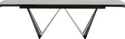 Stół rozkładany czarny blat ceramika nogi stalowe 180-260x90 cm