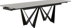 Stół rozkładany czarny blat ceramika nogi stalowe 180-260x90 cm