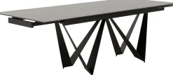Stół rozkładany czarny blat ceramika nogi stalowe 180-260x90 cm