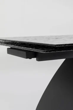 Stół rozkładany do jadalni w kolorze czarnym szkło i stal 180-260x95 cm