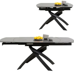 Stół rozkładany z ceramicznym blatem nogi czarne 120-180x90 cm