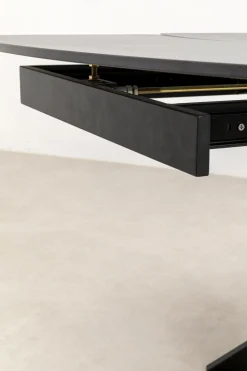 Stół rozkładany z ceramicznym blatem nogi czarne 120-180x90 cm