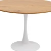 Stół skandynawski blat MDF kolor dąb podstawa biała Ø110 cm
