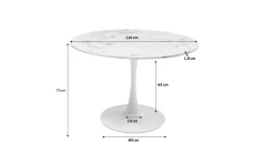 Stół Veneto Ø110 cm biały - blat marmur