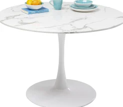 Stół Veneto Ø110 cm biały - blat marmur
