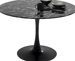 Stół Veneto Ø110 cm czarny - blat marmur