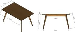 Stół z drewna dębowego blat prostokątny 140x90 cm