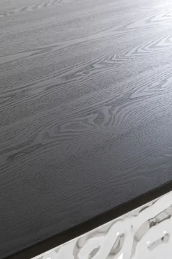 Stół z fornirowanym czarnym blatem i srebrną podstawą 220x110 cm