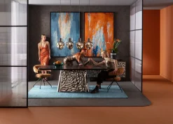 Stół z fornirowanym czarnym blatem i srebrną podstawą 220x110 cm