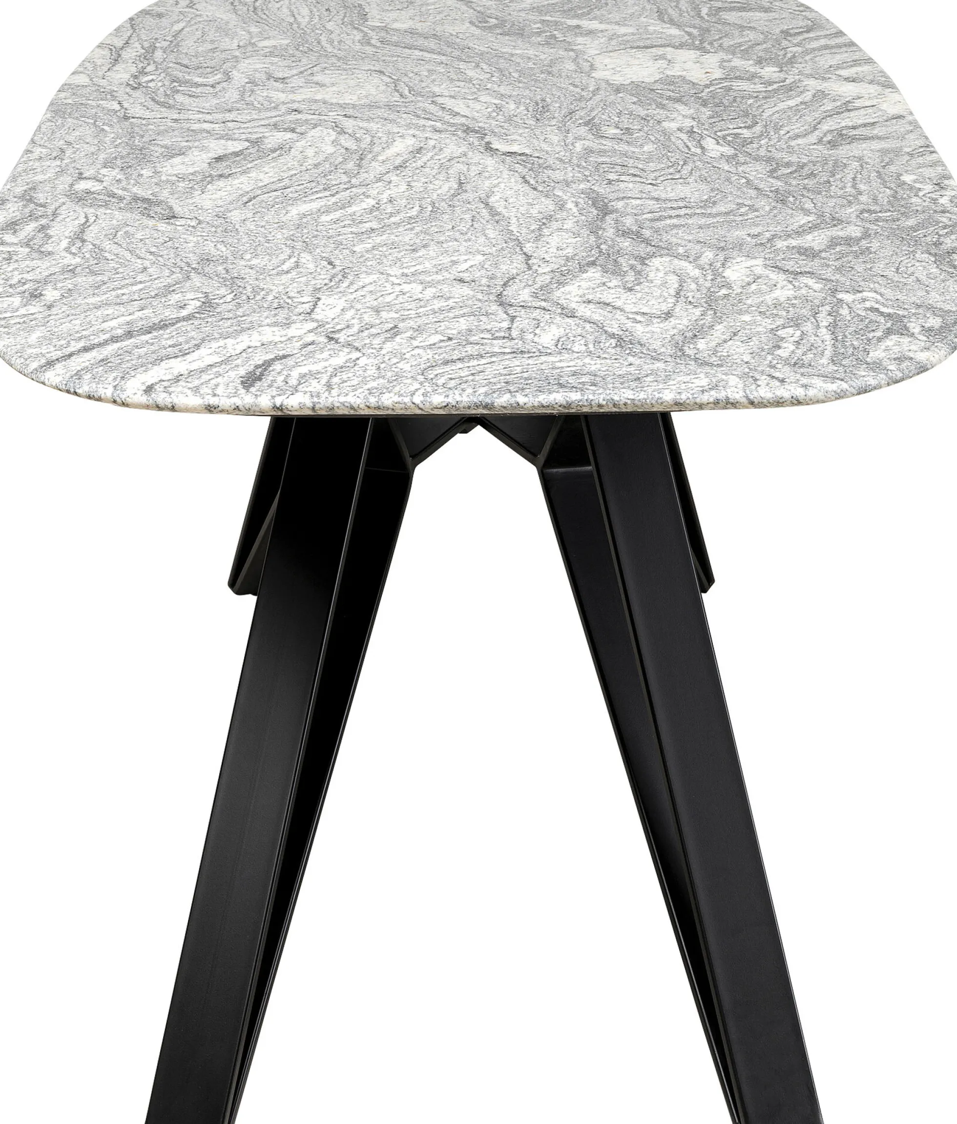 Stół z granitowym blatem i czarnymi stalowymi nogami 180x90 cm