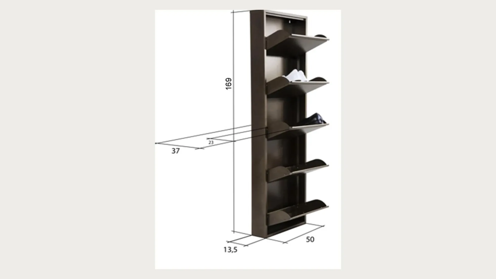Szafka na buty Caruso MO 50x170 cm w kolorze brązowym