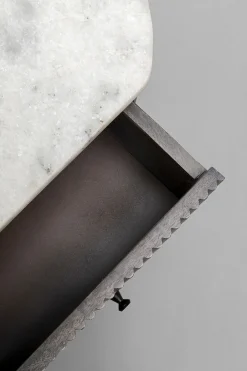 Szafka nocna z 2 szufladami drewno mango i marmur 50x55 cm