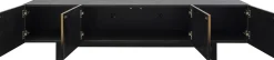 Szafka RTV 4-drzwiowa czarno-złota front stal nierdzewna 180x45 cm