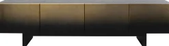 Szafka RTV 4-drzwiowa czarno-złota front stal nierdzewna 180x45 cm