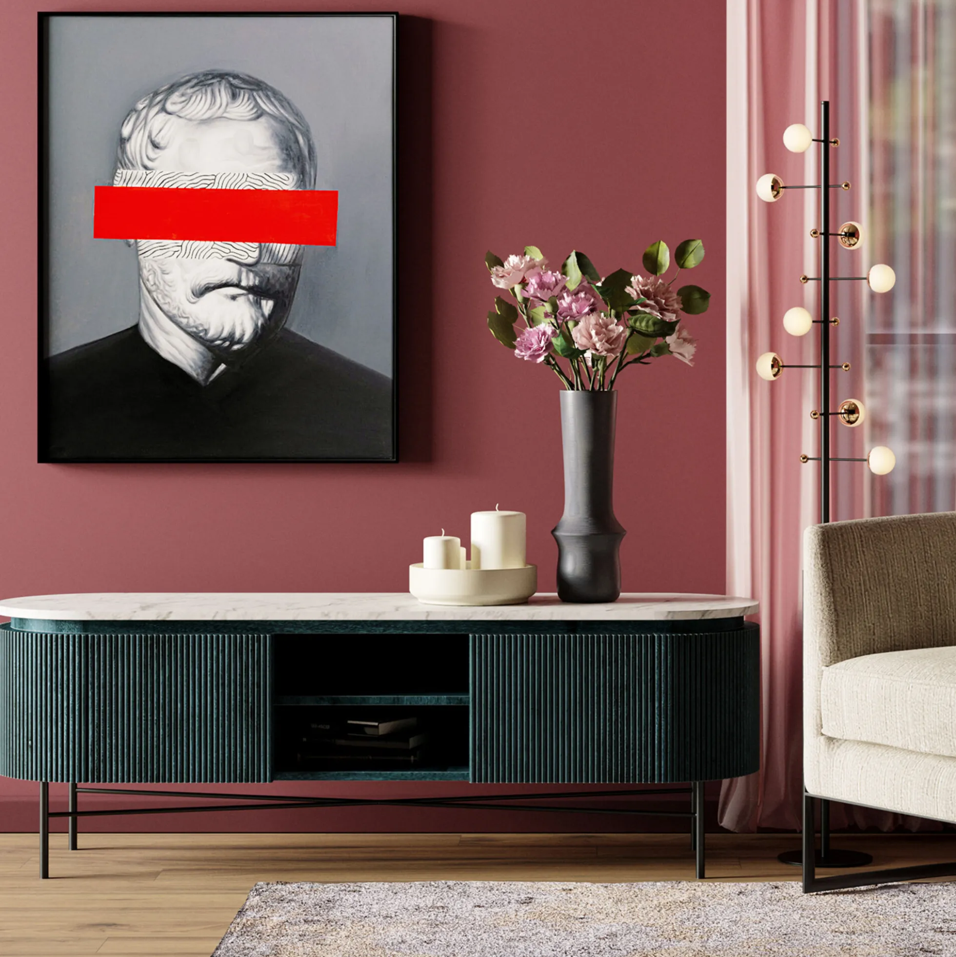 Szafka RTV Glenn 150x54 cm biało-szara