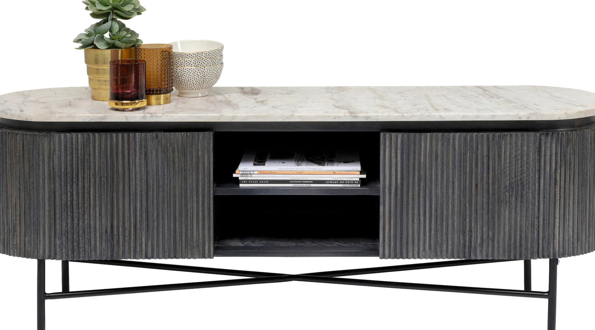 Szafka RTV Glenn 150x54 cm biało-szara