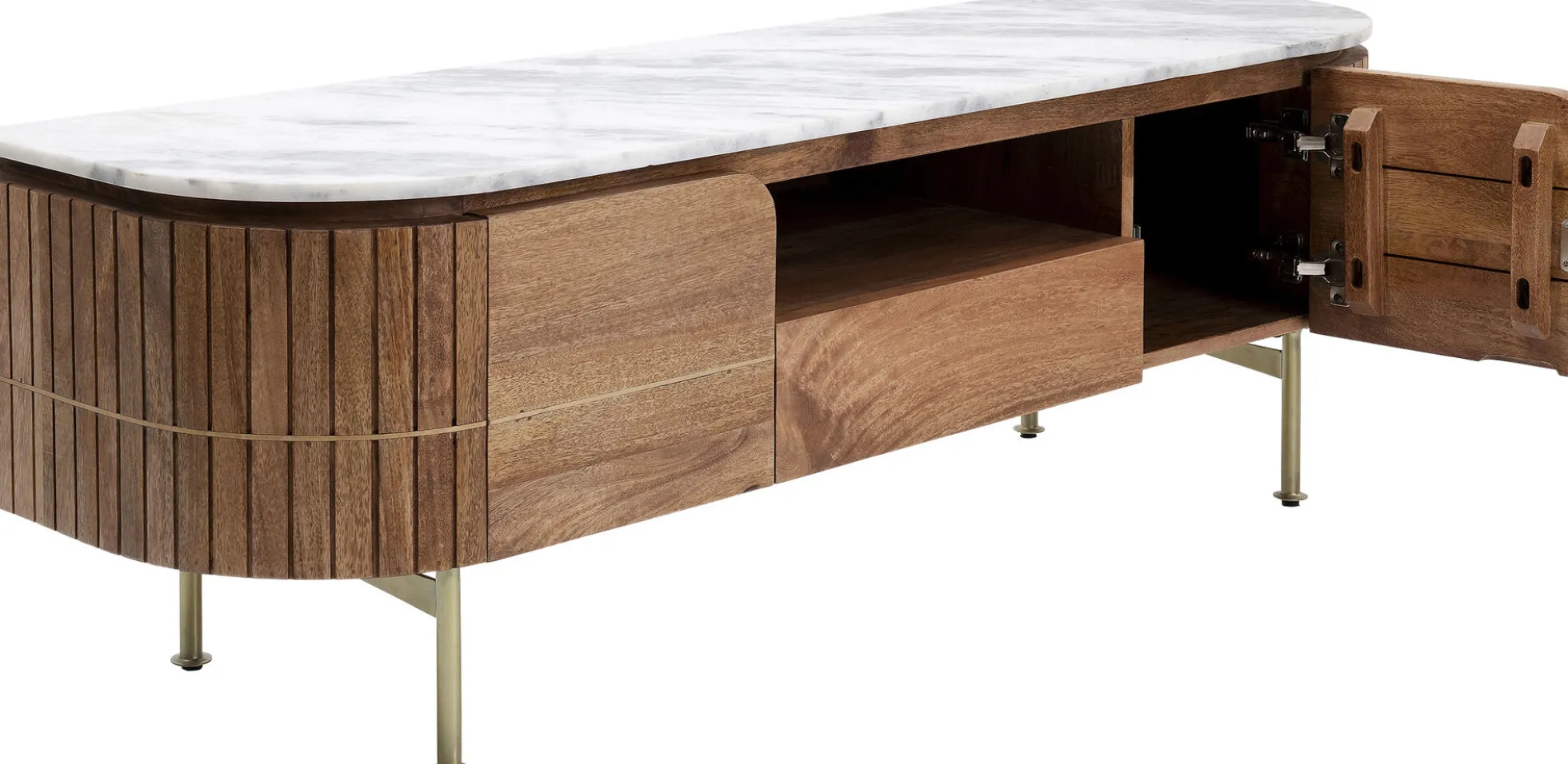 Szafka RTV Grace 145x48 cm drewno mango - blat marmur