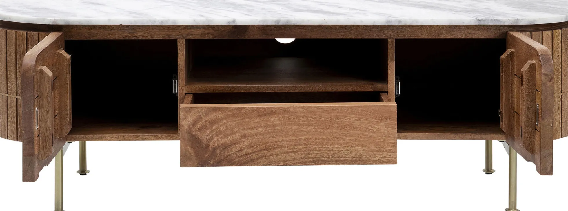 Szafka RTV Grace 145x48 cm drewno mango - blat marmur