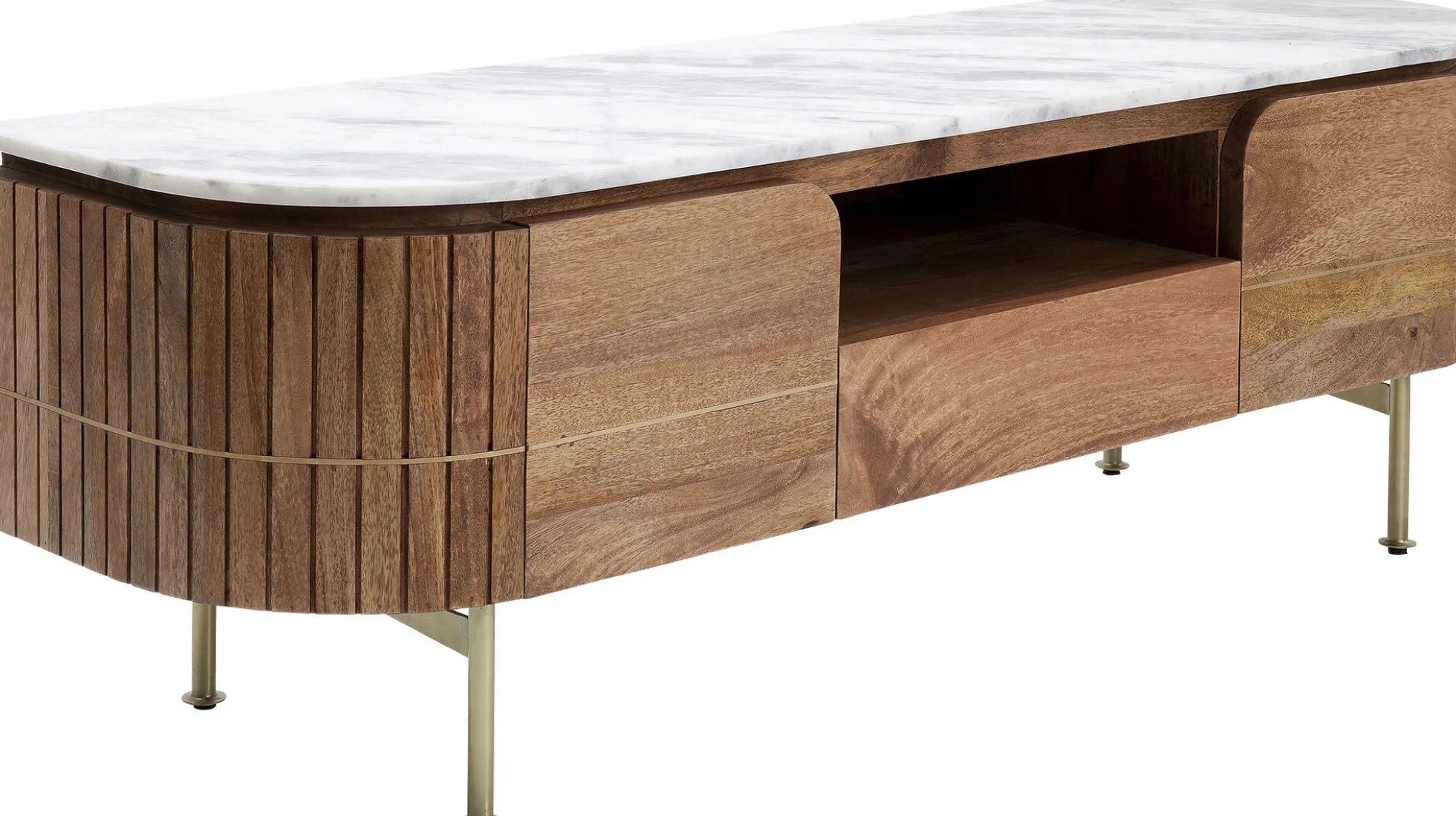 Szafka RTV Grace 145x48 cm drewno mango - blat marmur