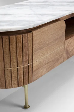 Szafka RTV Grace 145x48 cm drewno mango - blat marmur