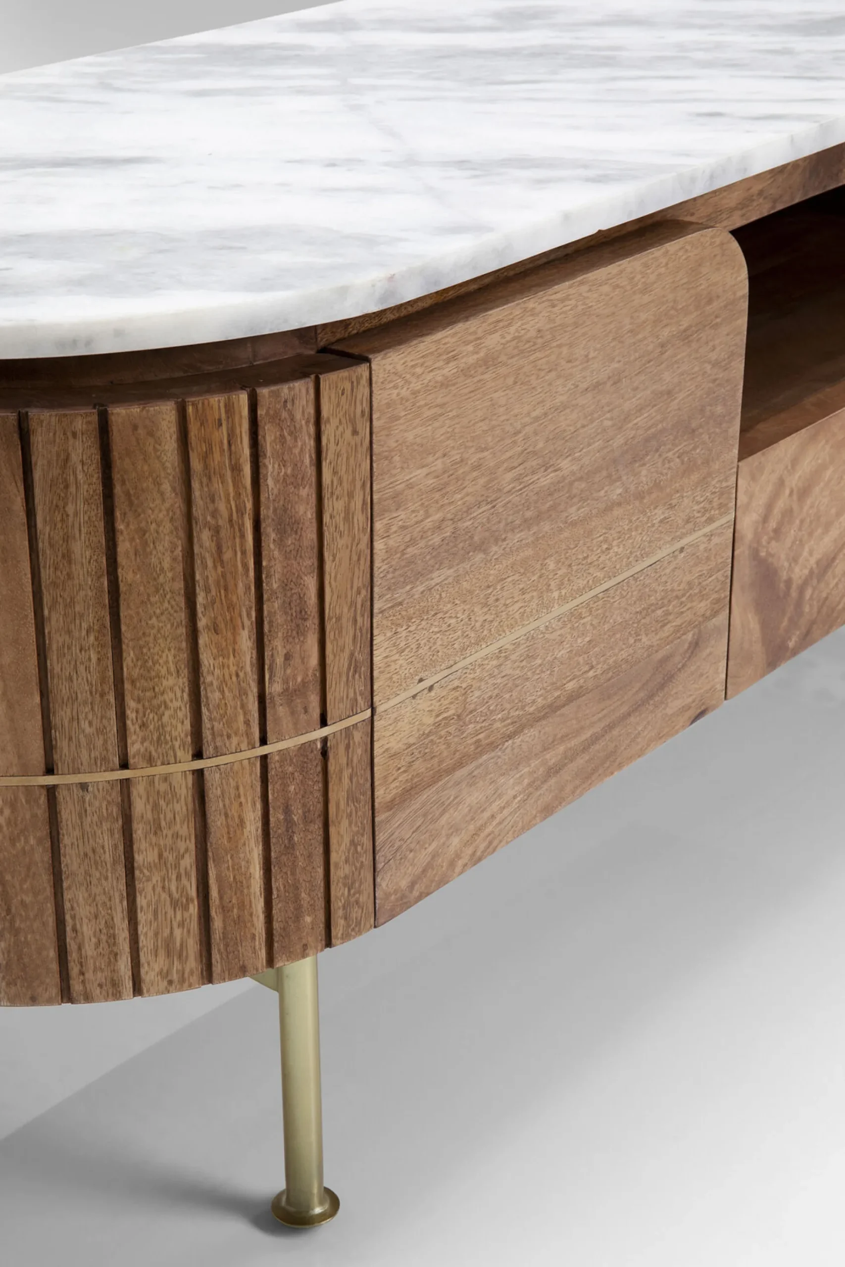 Szafka RTV Grace 145x48 cm drewno mango - blat marmur