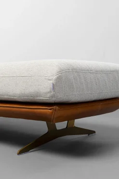 Szezlong - leżanka ekskluzywna skóra naturalna i len 187 cm