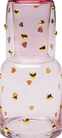 Szklanka różowa wzór złote serduszka 300 ml