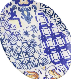 Talerz deserowy Fresco Ø21 cm biało-niebieski
