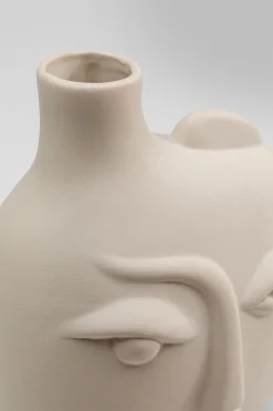 Wazon ceramiczny beżowy twarz abstrakcyjna 13x16 cm