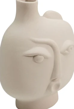 Wazon ceramiczny beżowy twarz abstrakcyjna 13x16 cm