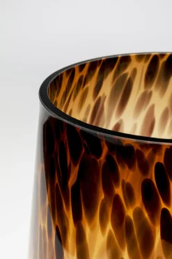 Wazon nowoczesny szklany brązowy podstawa złota 41 cm