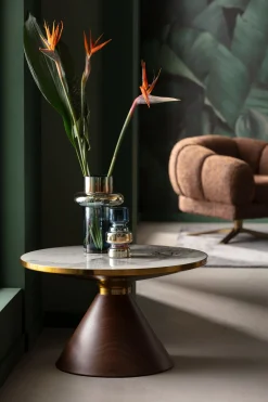 Wazon nowoczesny szklany bursztynowy i niebieski Ø21x30 cm