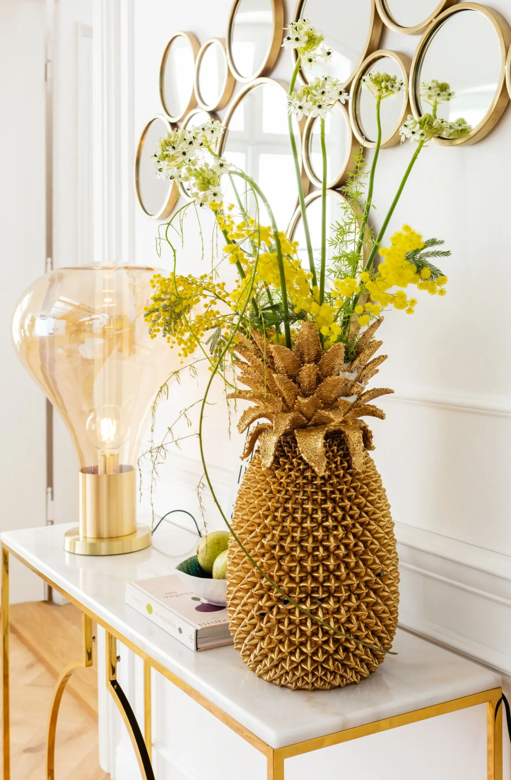 Wazon Pineapple 25x50 cm złoty