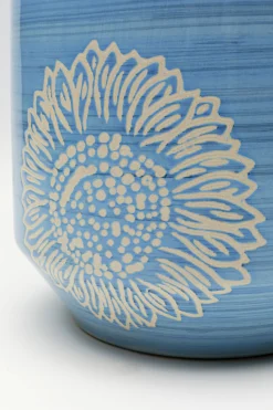 Wazon porcelanowy niebieski motyw kwiatowy Ø19x47 cm