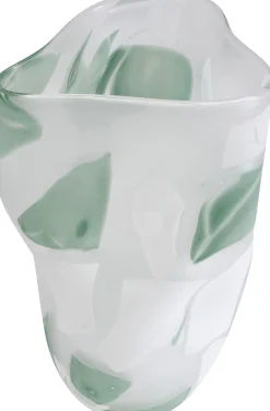 Wazon szklany do salonu zielone wzory 19x29 cm