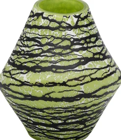 Wazon szklany zielono-czarny do salonu 27 cm