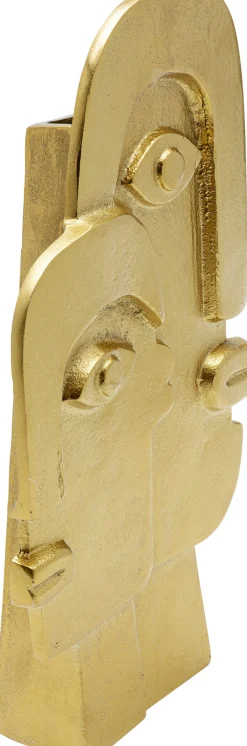 Wazon z aluminium w kolorze złotym motyw twarzy 20x36 cm