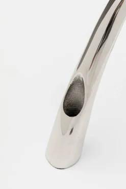 Świecznik podwójny z aluminium srebrny 28x21 cm