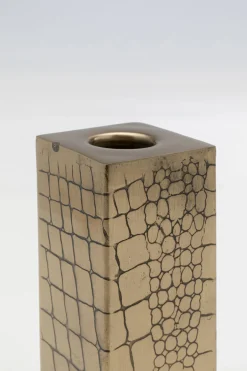 Świecznik stalowy złoty na 1 świecę 15 cm
