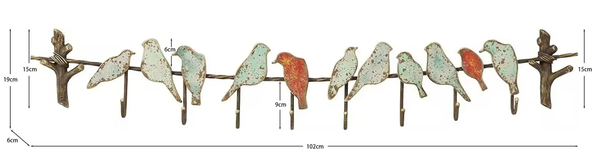 Wieszak Bird Party 102x19 cm kolorowy