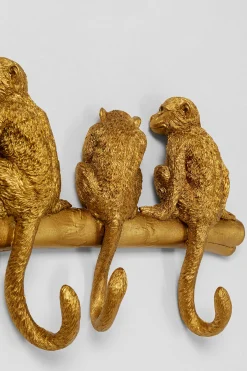 Wieszak ścienny Monkey Hook 70x22 cm złoty