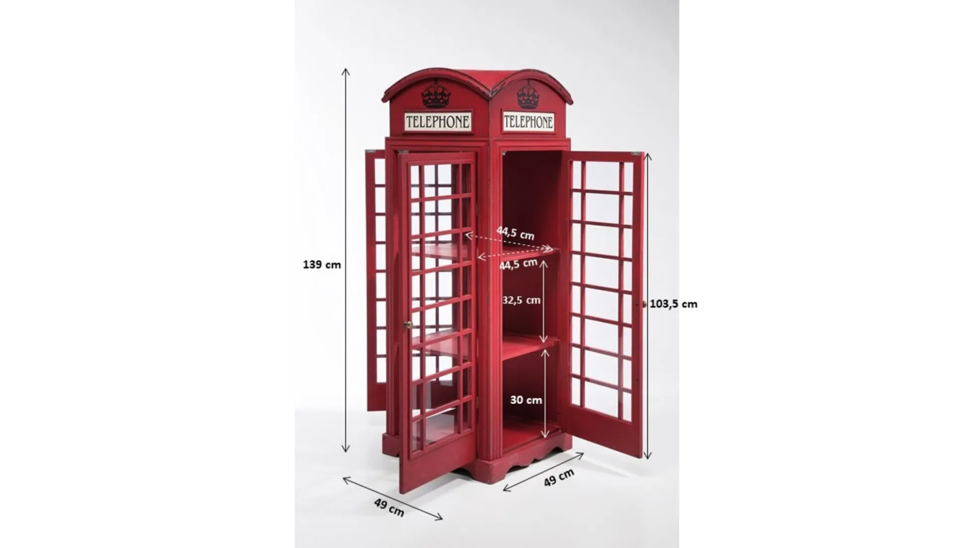Witryna London Telephone 140x53 cm czerwona