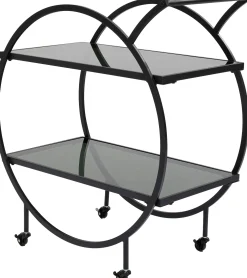 Wózek barowy Loft 74x85 cm czarny półki szklane