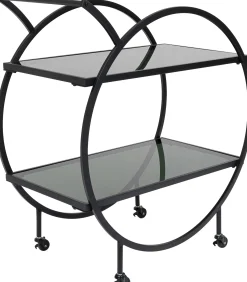 Wózek barowy Loft 74x85 cm czarny półki szklane