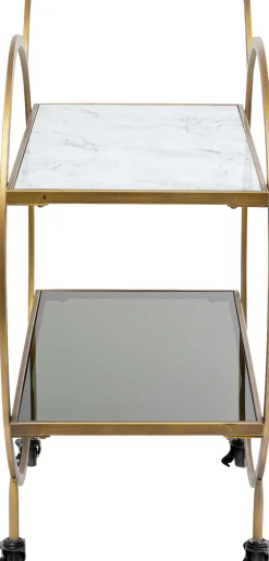 Wózek barowy Loft 74x85 cm mosiężny półki szklane