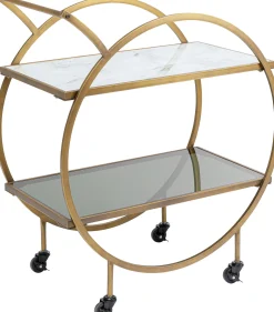 Wózek barowy Loft 74x85 cm mosiężny półki szklane