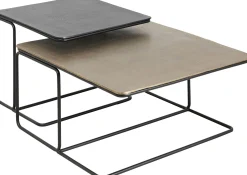Zestaw dwóch stolików kawowych aluminium złoty i czarny