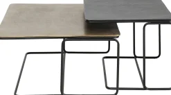Zestaw dwóch stolików kawowych aluminium złoty i czarny