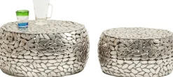 Zestaw dwóch stolików kawowych Pebbles Deluxe srebrne